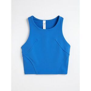 Lululemon Blue Sports Bra / Crop Tank Top Size 2 High Neck Excellent Condition